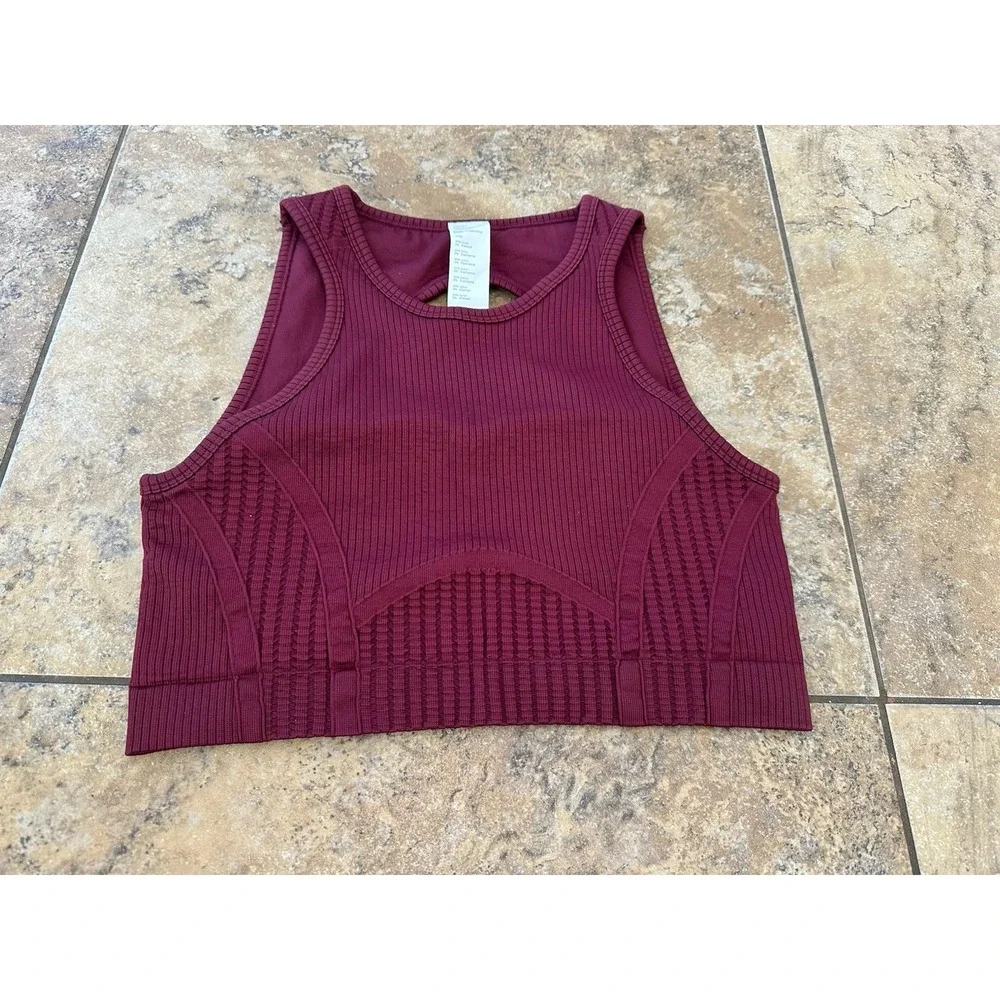 Fabletics Maroon Seamless Low Impact Back Bra Size M